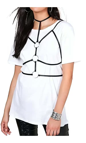 Halka Detaylı Şık Deri Harness - Brf184