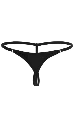 Halkalı Mini Siyah Kadın Fantazi G String