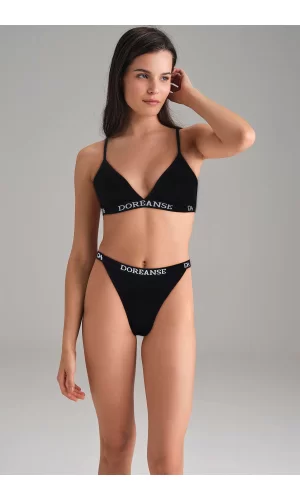 Kadın Siyah V Kesim Yüksek Bel Slip 7154