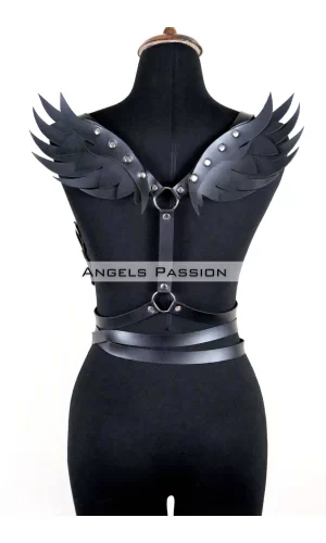 Kanatlı Detaylı Şık Göğüs Harness , Kanat Detaylı Deri Kemer - Brf1097