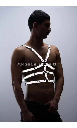Karanlıkta Parlayan - Reflektörlü Erkek  Göğüs Harness, T-shirt Üzeri Harness - Brfm38