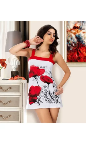 Kare Yaka Çiçek Desenli Tunik 903