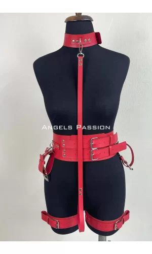 Kelepçeli Şık Deri Harness Takım, Kadın Fantezi Giyim - Brf869
