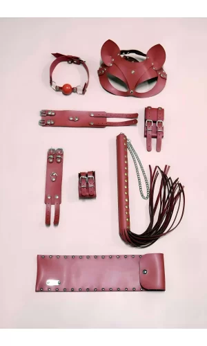 Kırbaç Kelepçe Set, 5li Set, El - Ayak Kelepçesi, Maske, Ağız Topu - Brf1307