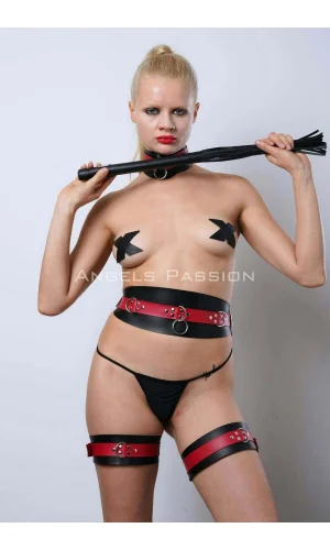 Kırbaçlı, Kelepçeli Full Set, Deri Fantezi Slave Set - Brf1342