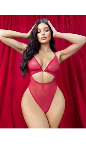 Kırmızı Transparan Fantezi Babydoll