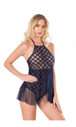 Lacivert Bodysuit Gecelik