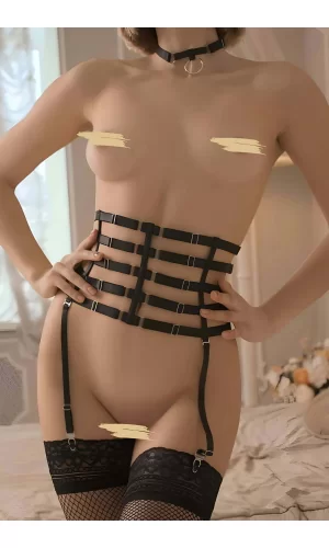 Lastik Bel Korse Harness, Fantazi İç Giyim Harness - Brf831