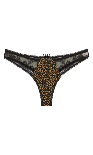 Leopar Desenli Dantelli Fantezi G String Külot
