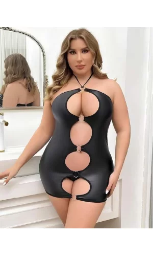 Luz&Pos Arias Closet Büyük Beden Siyah Ön Ve Arka Detaylı Fantezi Kostüm