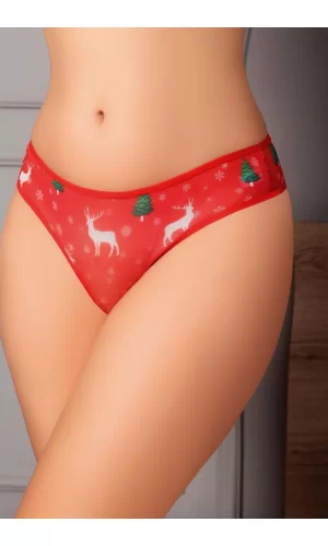 Luz&Pos Arias Closet Özel Bölgesi Açık Yılbaşı Desenli Fantezi Tanga String