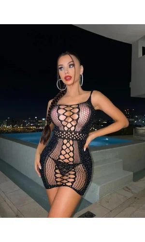 Luz&Pos Arias Closet Özel Tasarım Siyah Fantezi Vücut Çorabı