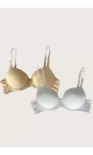 Luz&Pos Arias Closet Ten-beyaz 2li Mikro Kumaş Push Up Dolgulu Balenli Günlük Destekli Sütyen