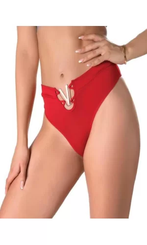 Luz&Pos Arias Closet V Metal Aksesuarlı Fantezi Kırmızı String Tanga