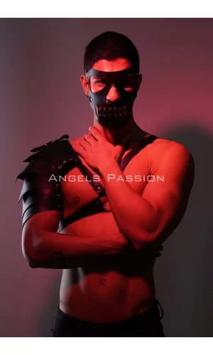 Maske Detaylı Tek Kol Barbar Kostüm Takım, Erkek  Deri Cosplay Takım - Brfm197