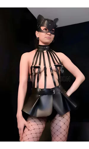 Mini Etekli Body Harness Ve Kedi Maske Takım - Brf1313