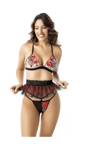 Nakış Detaylı Fantazi Sütyen Tanga String Takımı