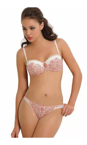 Nbb 4309 Push-up Straplez Çiçekli Sütyen Takım