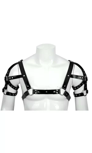 Omuz Ve Kol Detaylı Şık Deri Erkek  Harness, Erkek  Club Giyim - Brfm164