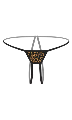 Özel Bölgesi Açık Leopar Desenli Fantezi G String
