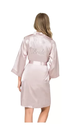 Pudra Kısa Saten Bride Sabahlık