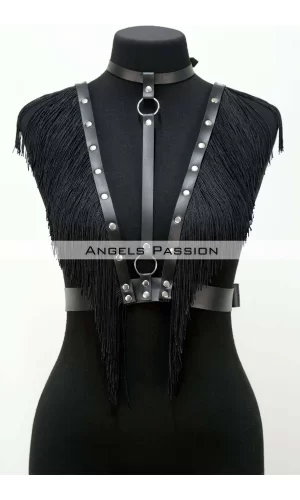 Püskül Ve Deri Büstiyer Harness, Püsküllü Clubwear, Deri Büstiyer - Brf767