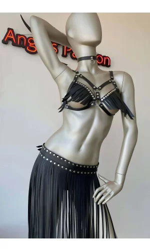 Püsküllü Etek Ve Püsküllü Sütyen Harness Takım