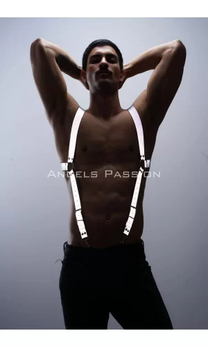Reflektörlü (karanlıkta Parlayan) Göğüs Harness, Erkek  Pantolon Askısı, Reflektörlü Clubwear - Brfm160
