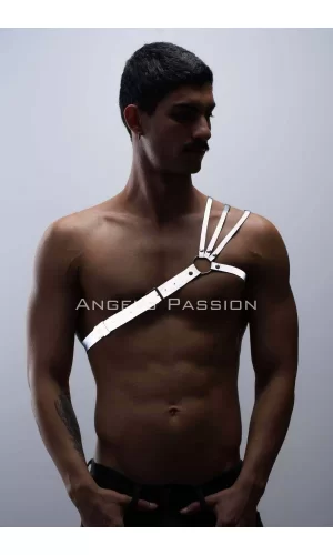 Reflektörlü (karanlıkta Parlayan) Omuz Detaylı Şık Erkek  Göğüs Harness, 3 Çizgili Harness - Brfm45