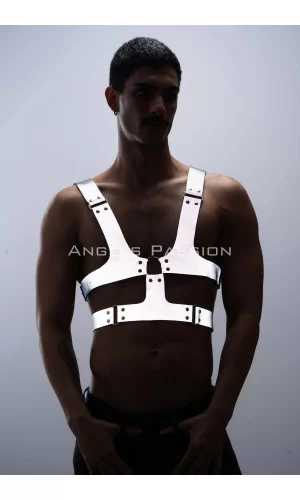 Reflektörlü (karanlıkta Parlayan) Sert Göğüs Harness, Gay Harness Aksesuar, Gay Giyim - Brfm119