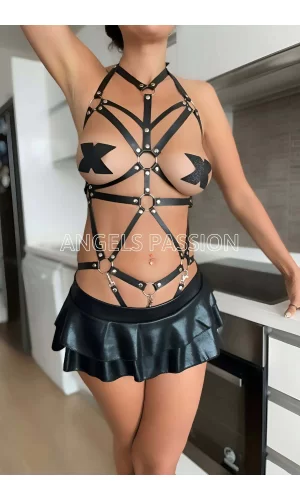 Seksi Deri Vücut Harness - Brf316