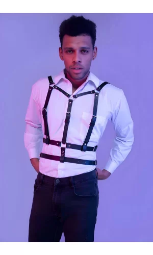 Şık Erkek  Deri Göğüs Harness - Brfm40