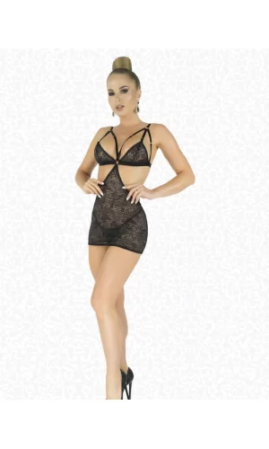 Simli Likralı Dantel Babydoll