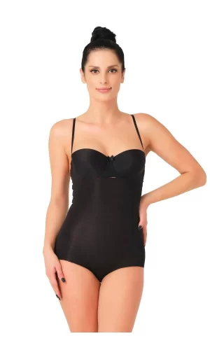 Siyah Mı Emay 2723 Lazer Kesim Göğsü Açık Slip Korse