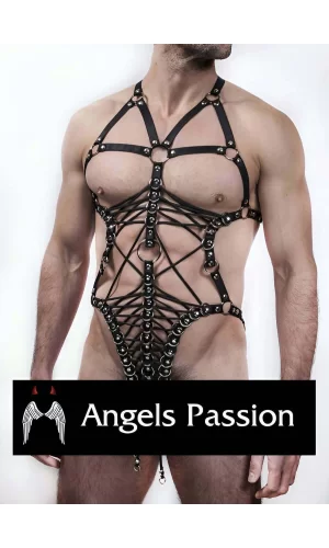Siyah Seksi Lasitk Erkek  Vücut Harness - Brfm68