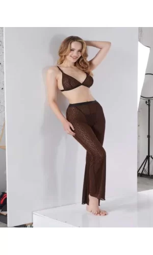Siyah Transparan Fantezi Sütyen Pijama Takımı