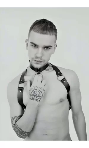 Tasmalı Seksi Deri Erkek  Harness - Brfm35