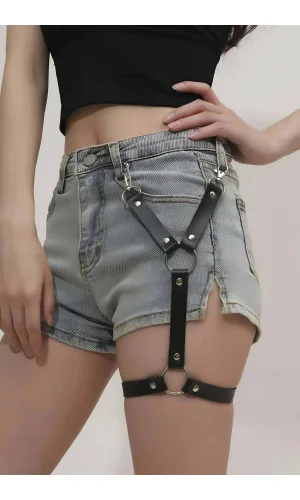 Tek Bacak Deri Jartiyer Harness - Brf962