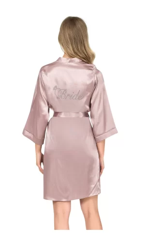 Vizon Kısa Saten Bride Sabahlık