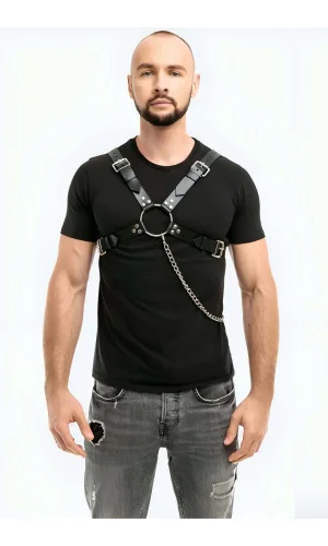 Zincir Detaylı Deri Erkek  Göğüs Harness - Brfm95