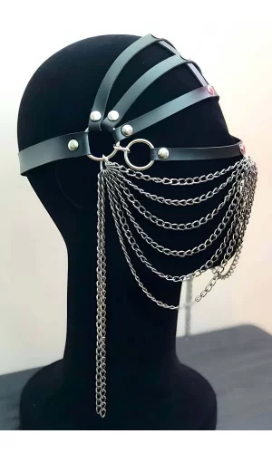 Zincirli Deri Seksi Maske - Brf465