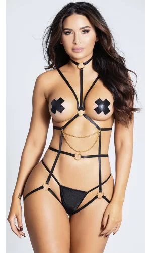 Zincirli Seksi Siyah Harness