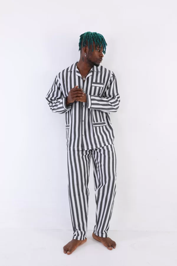 4007 Uzun Kol Çizgili Gaffur Erkek  Pijama Takım