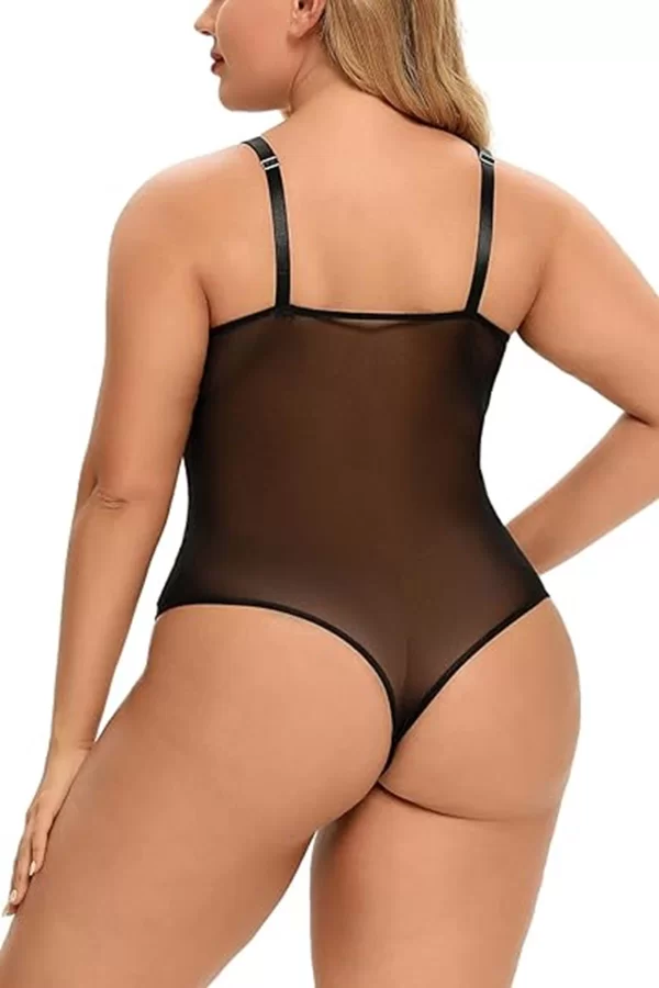 Kadın Büyük Beden Dantelli Seksi Babydoll Bodysuit Fantezi Erotik Kostüm