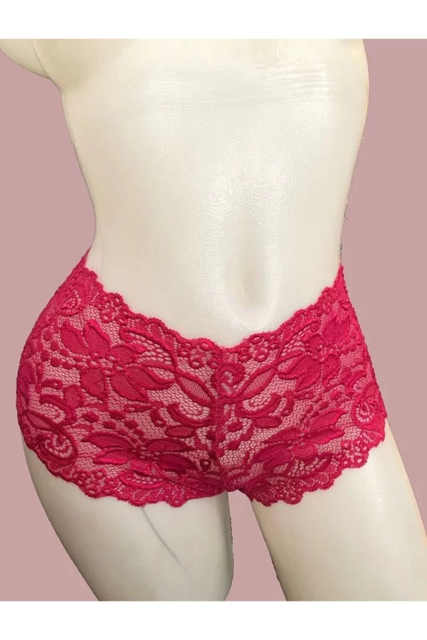 Kadın Fuşya Bağcık Detaylı Sexi Dantel Külot