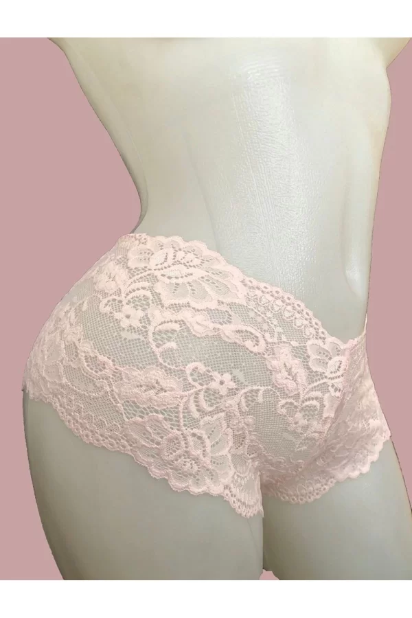 Kadın Pudra Bağcık Detaylı Sexi Dantel Külot