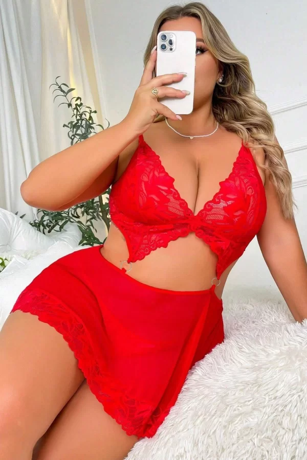Kırmızı  Valentines Tasarım Gecelik 68666