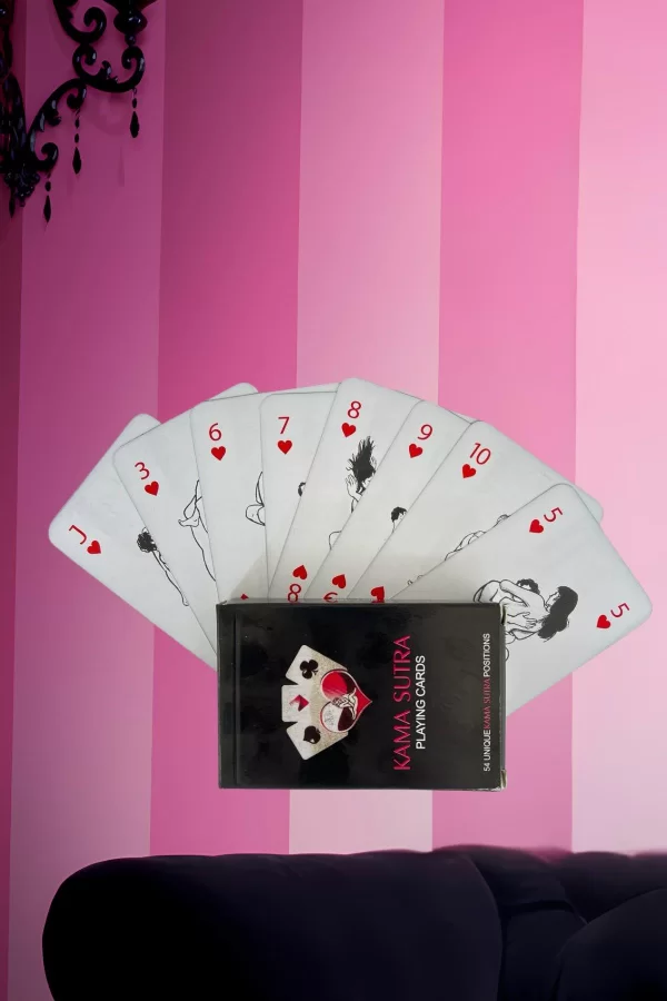 Sexy Görselli Oyun Kartı Kama Sutra Siyah Kırmızı Bacak Bant Set