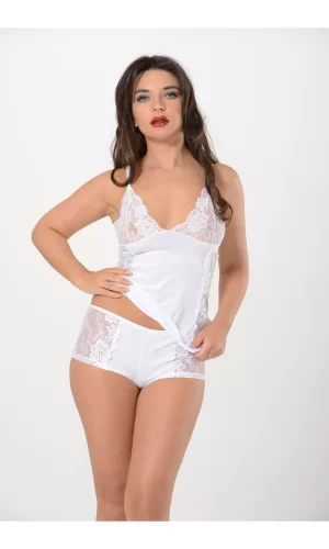 Beyaz Atlet Şort Takım - 3018