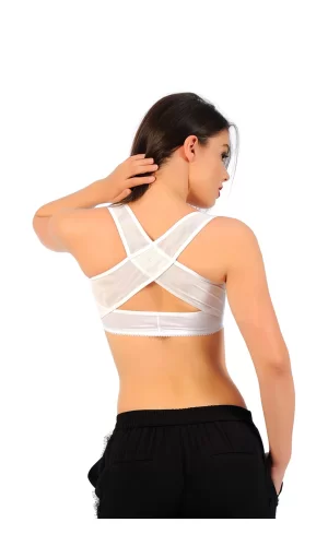 Beyaz Kadın Sırt Toparlayıcı Göğüs Dikleştirici Korse - 795